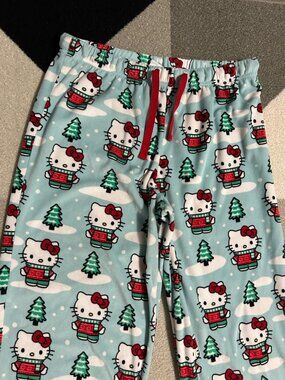Hello Kitty by Sanrio Aqua‎ Fleece Holiday Pajama Bottoms/Pants Women's Size S